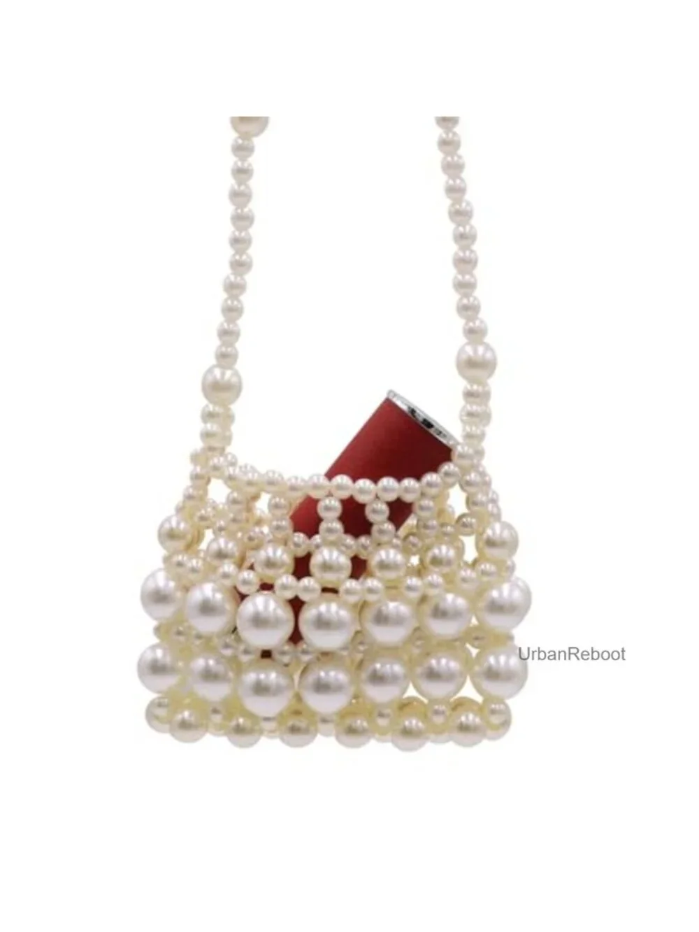 Girls Mini Pearl Clutch Evening Handbag Beaded Shoulder Purse